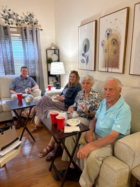 Coffee and conversation around the living room